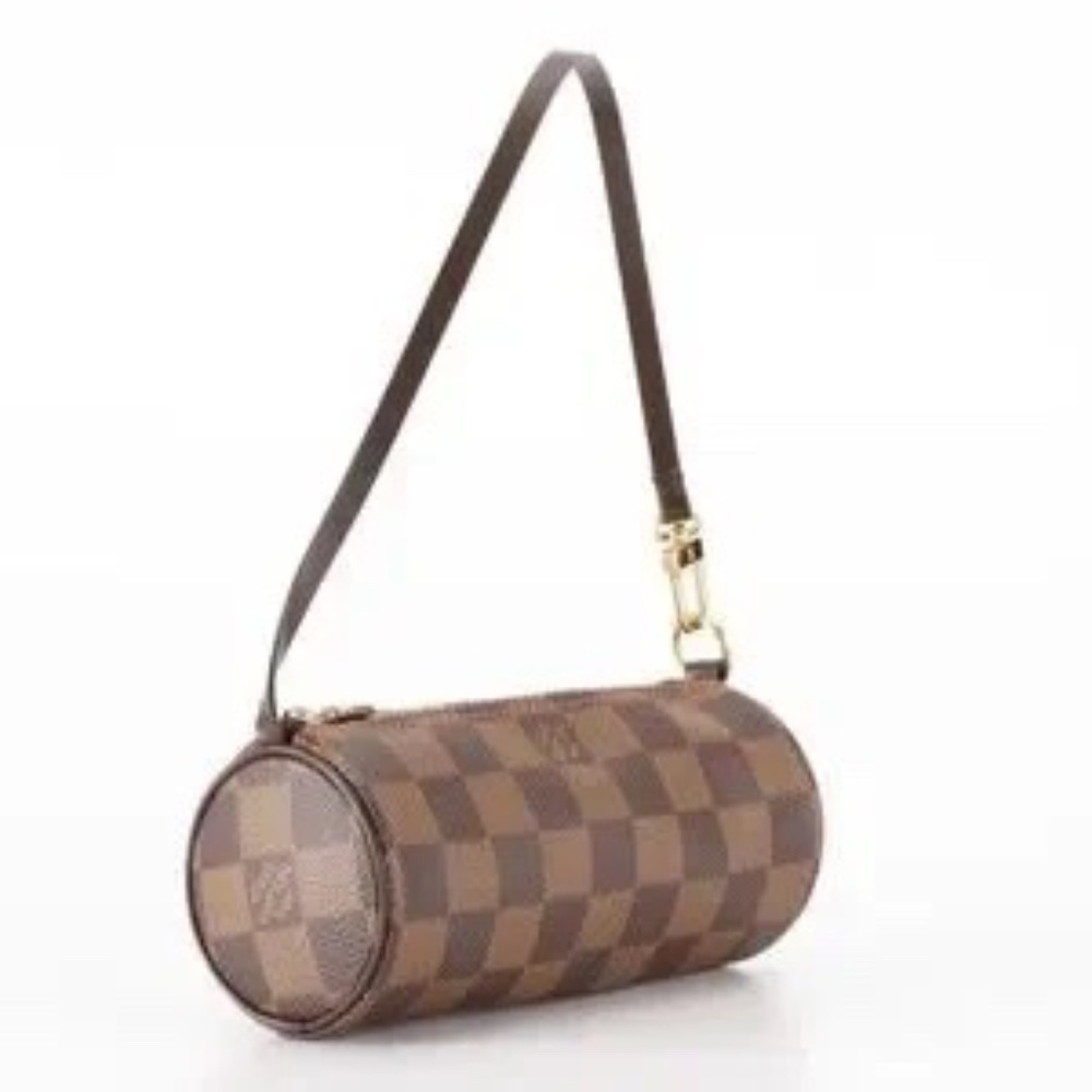 Louis Vuittons Papillon Pochette in Damier Ebene Canvas and Brown Leather